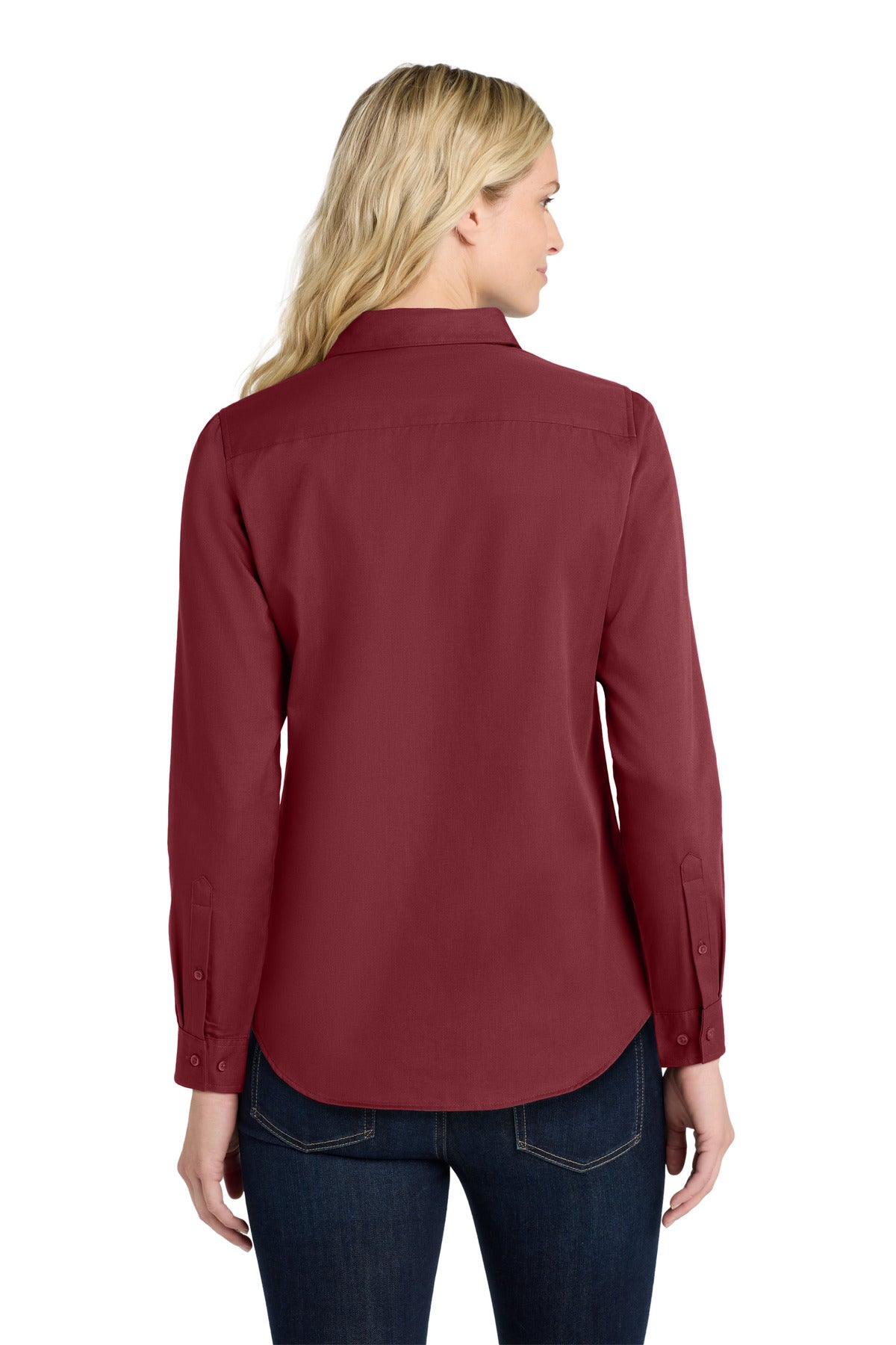 Port Authority Women's Long Sleeve SuperPro ReactTwill Shirt - Burgundy