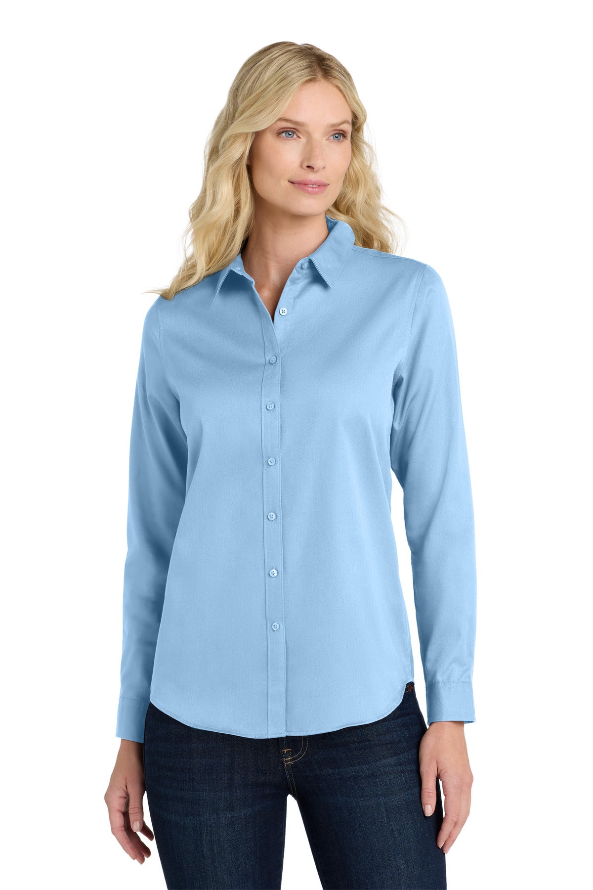 Port Authority Women's Long Sleeve SuperPro ReactTwill Shirt - Cloud Blue