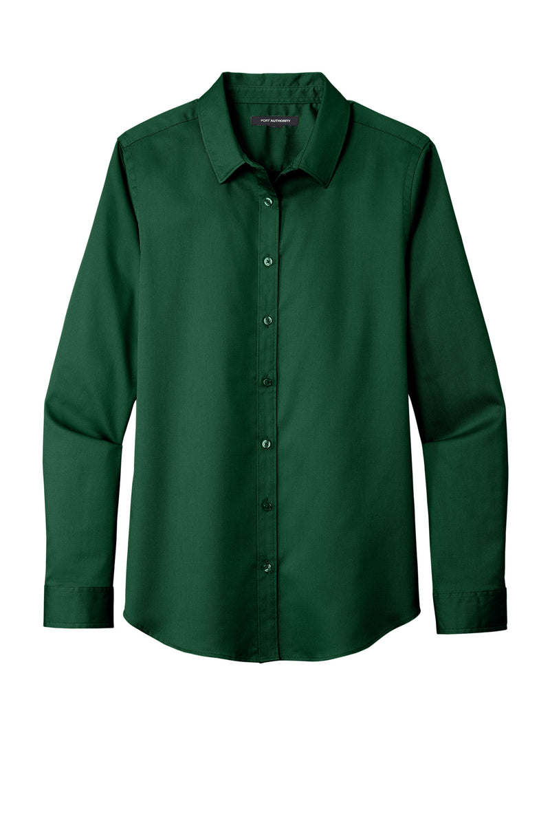 Port Authority Women's Long Sleeve SuperPro ReactTwill Shirt - Dark Green