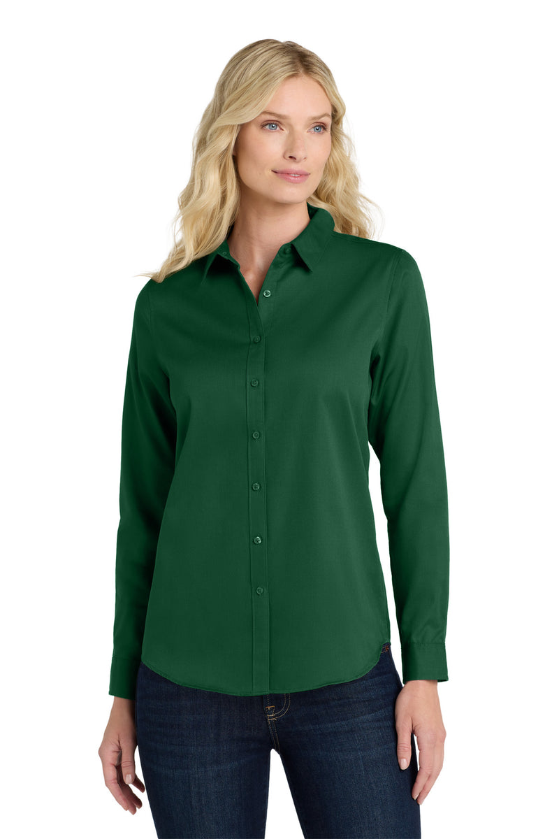 Port Authority Women's Long Sleeve SuperPro ReactTwill Shirt - Dark Green