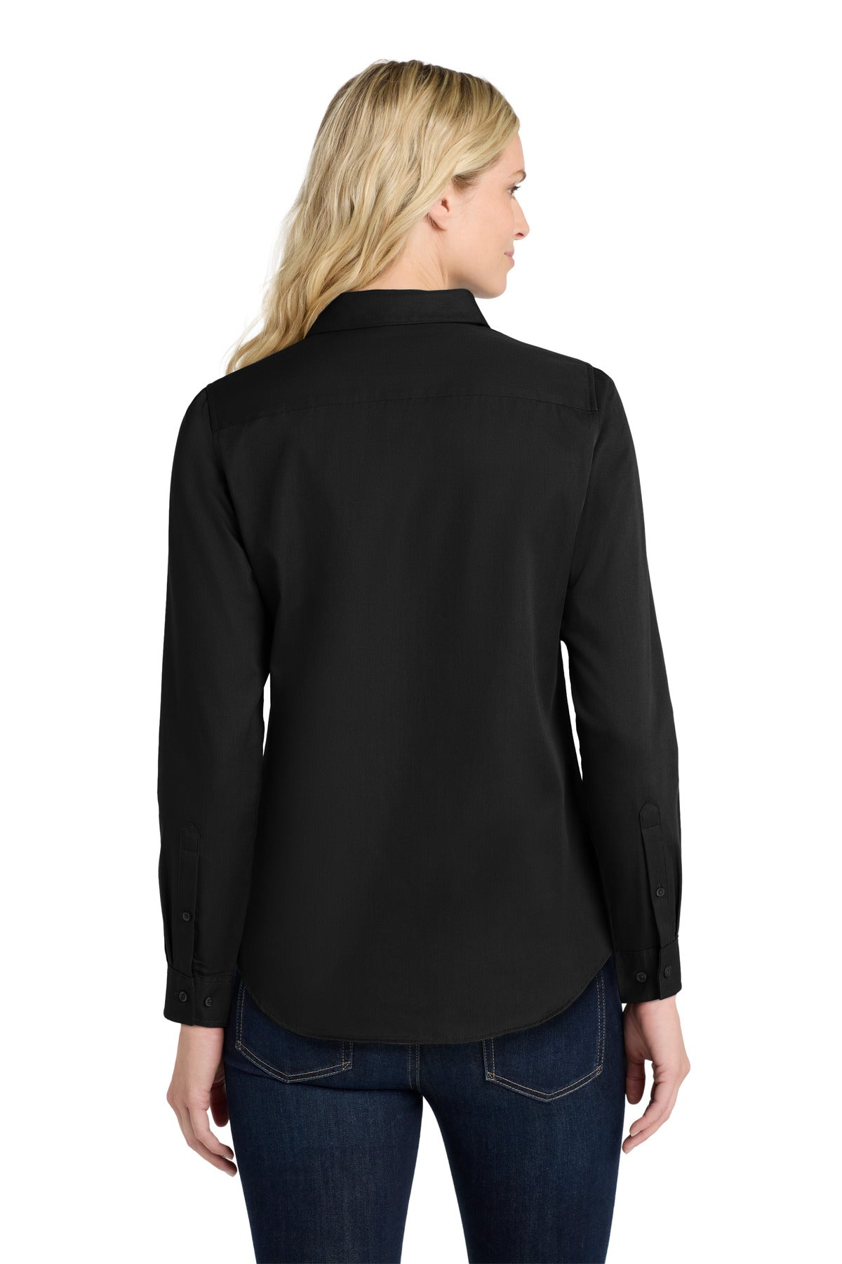 Port Authority Women's Long Sleeve SuperPro ReactTwill Shirt - Deep Black