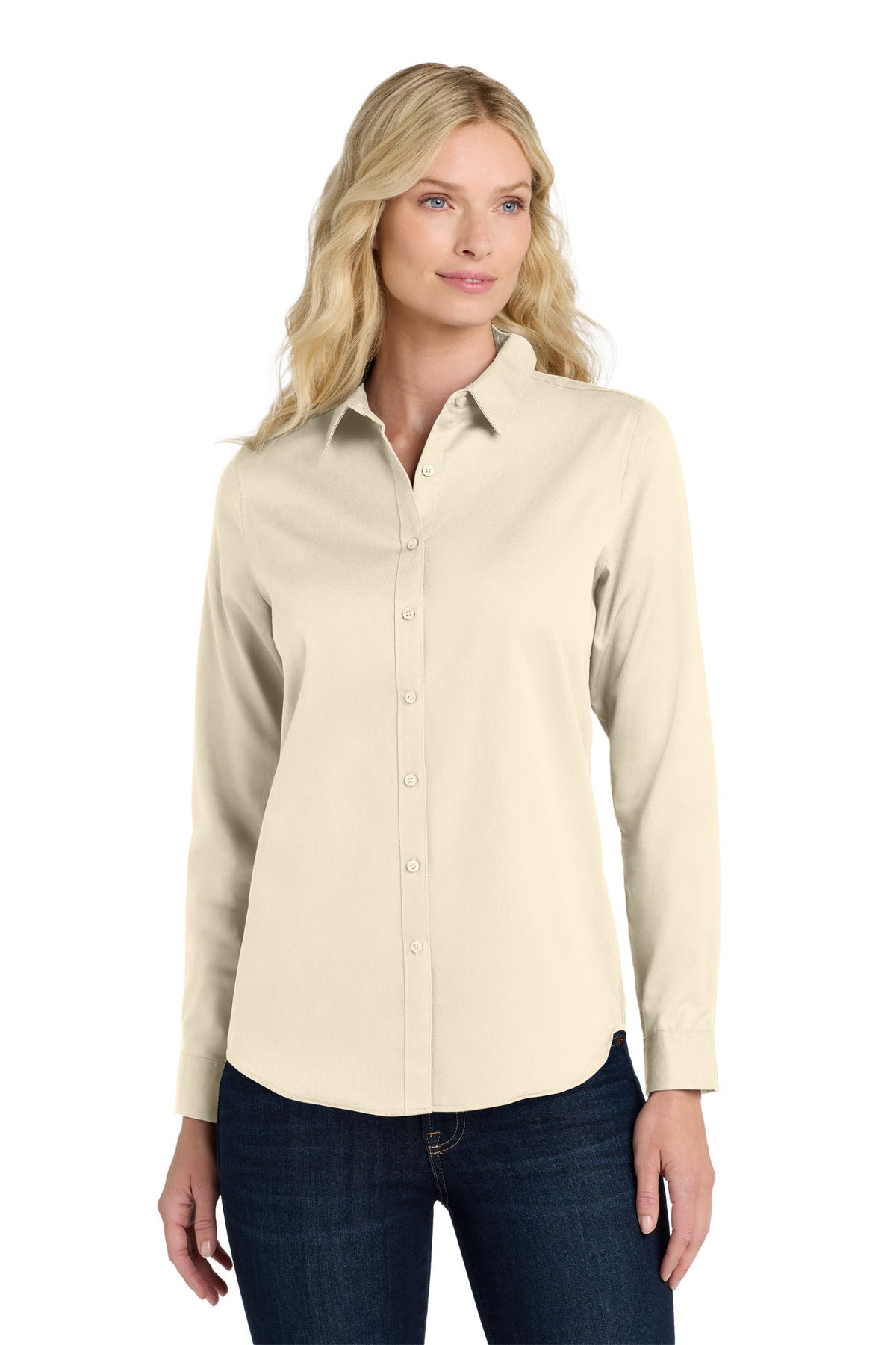 Port Authority Women's Long Sleeve SuperPro ReactTwill Shirt - Ecru