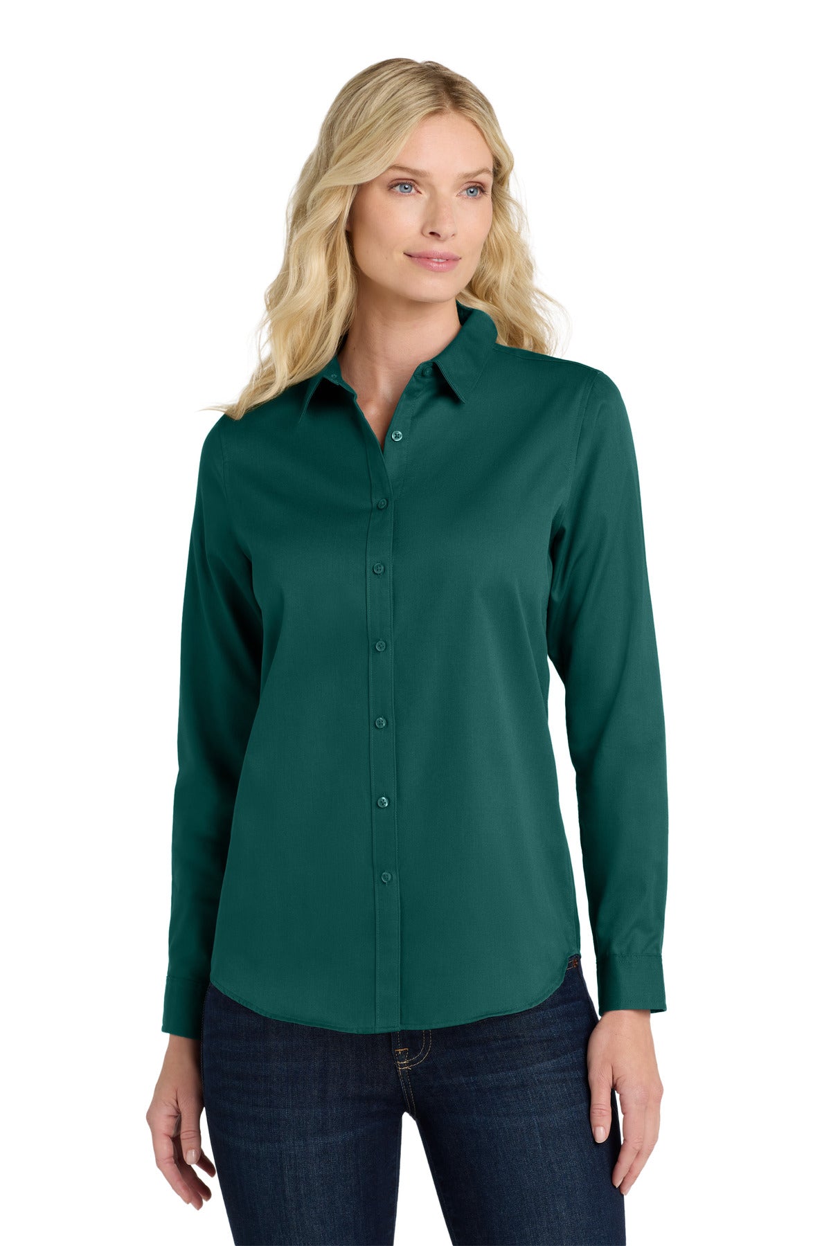 Port Authority Women's Long Sleeve SuperPro ReactTwill Shirt - Marine Green