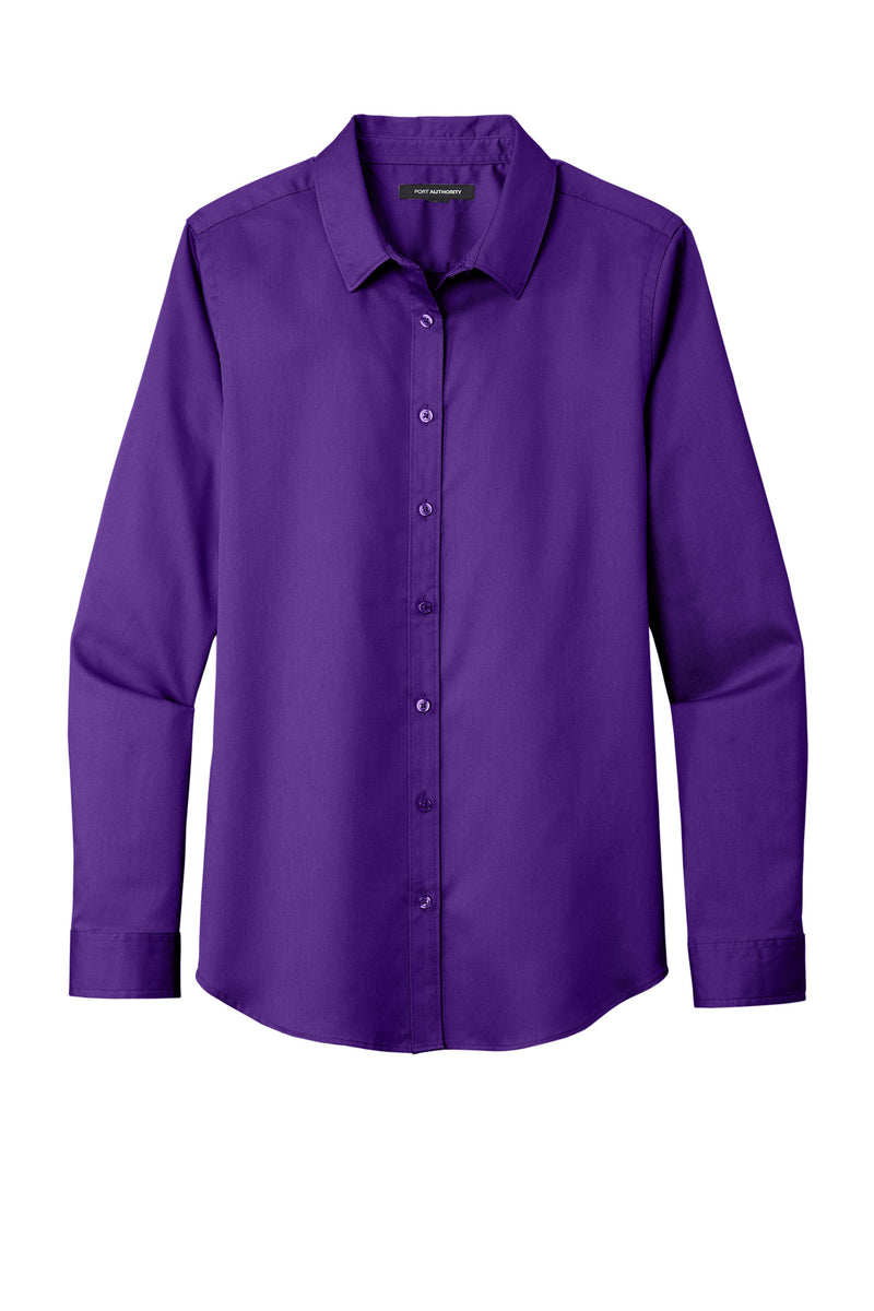 Port Authority Women's Long Sleeve SuperPro ReactTwill Shirt - Purple