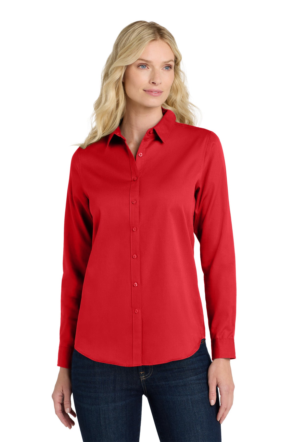 Port Authority Women's Long Sleeve SuperPro ReactTwill Shirt - Rich Red