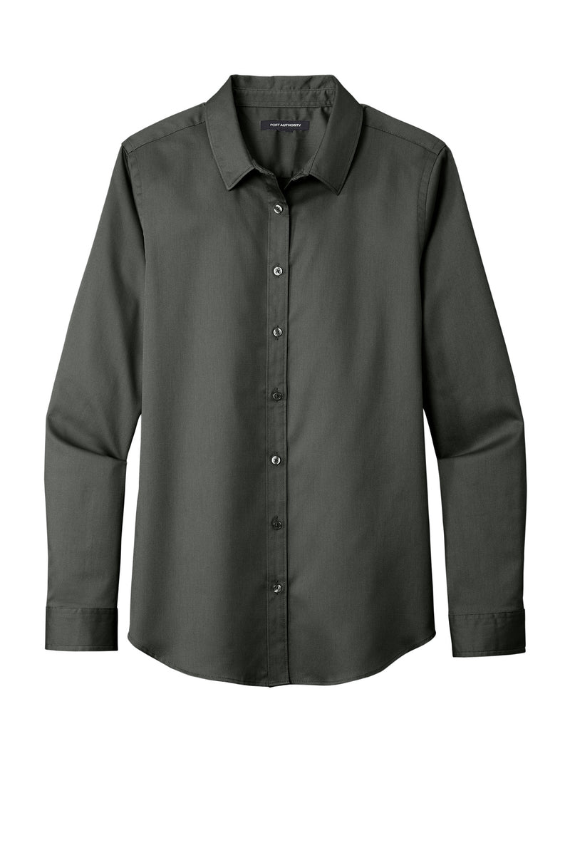 Port Authority Women's Long Sleeve SuperPro ReactTwill Shirt - Storm Grey