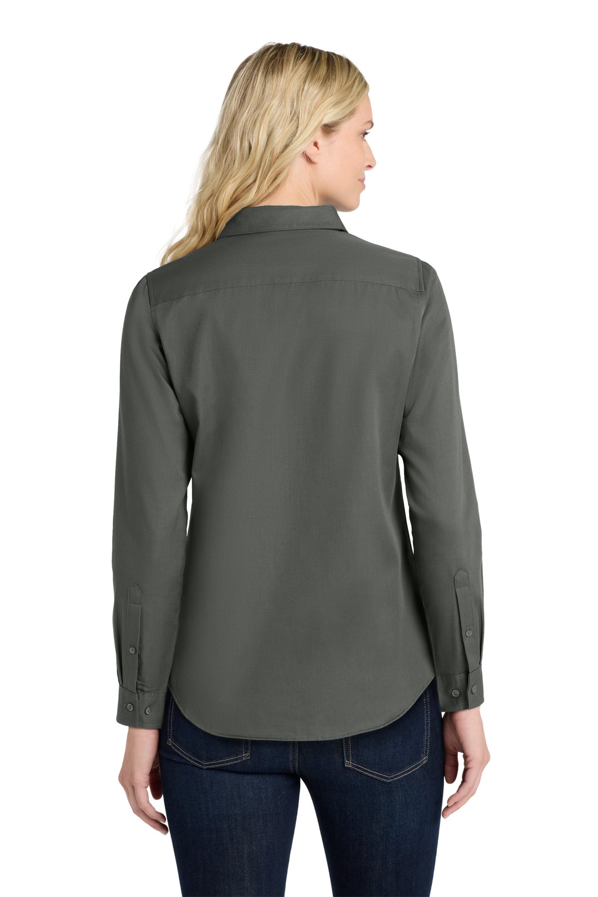 Port Authority Women's Long Sleeve SuperPro ReactTwill Shirt - Storm Grey