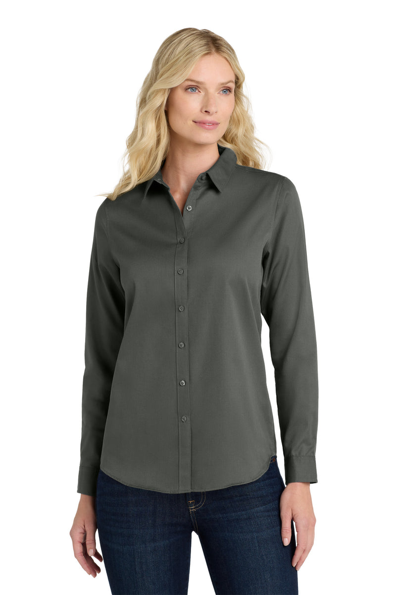 Port Authority Women's Long Sleeve SuperPro ReactTwill Shirt - Storm Grey