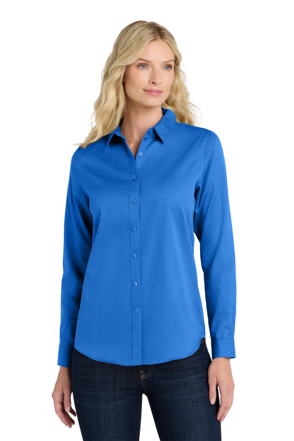 Port Authority Women's Long Sleeve SuperPro ReactTwill Shirt - Strong Blue