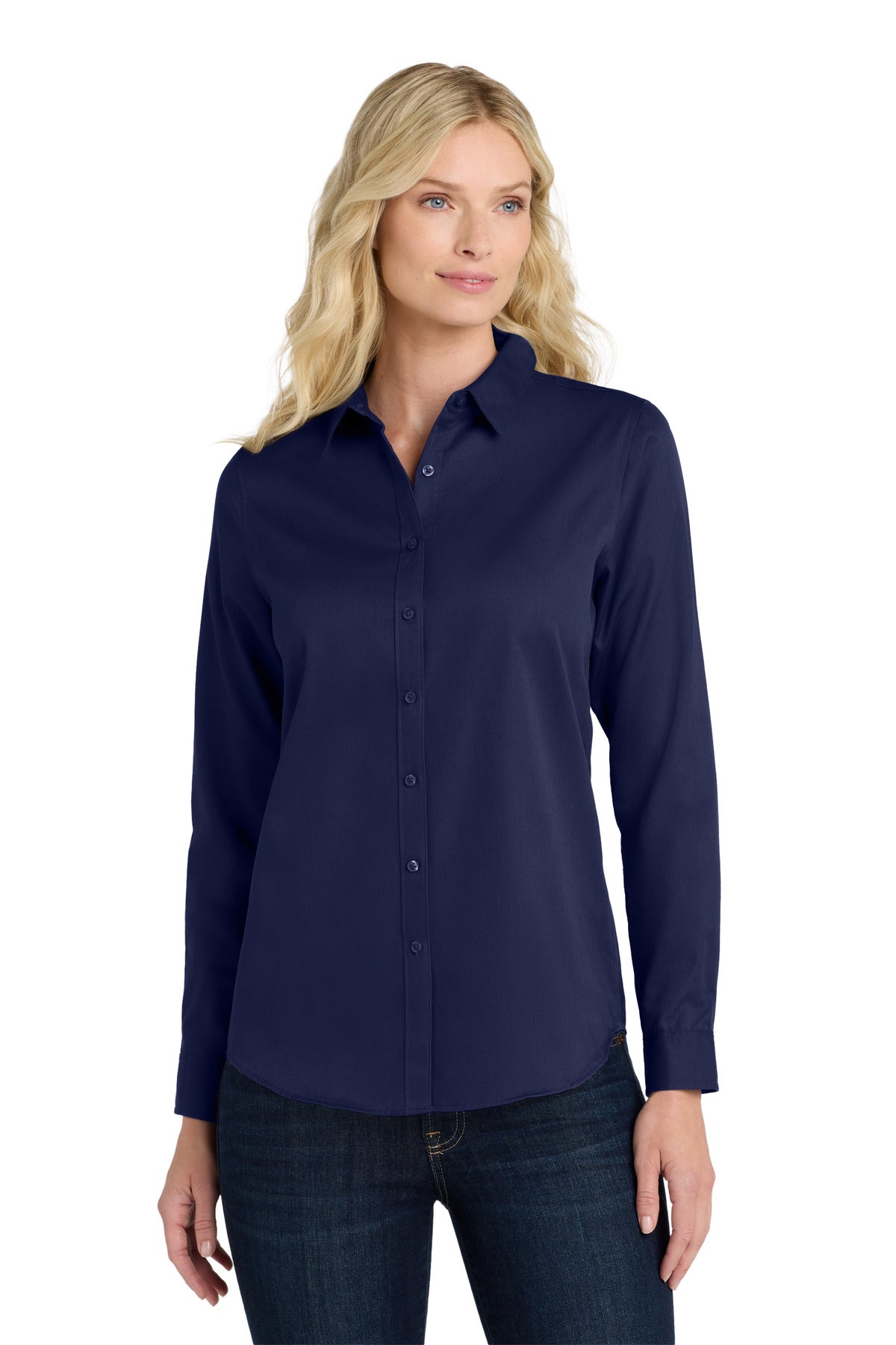 Port Authority Women's Long Sleeve SuperPro ReactTwill Shirt - True Navy