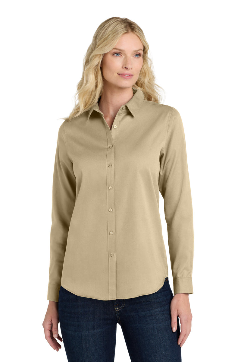 Port Authority Women's Long Sleeve SuperPro ReactTwill Shirt - Wheat