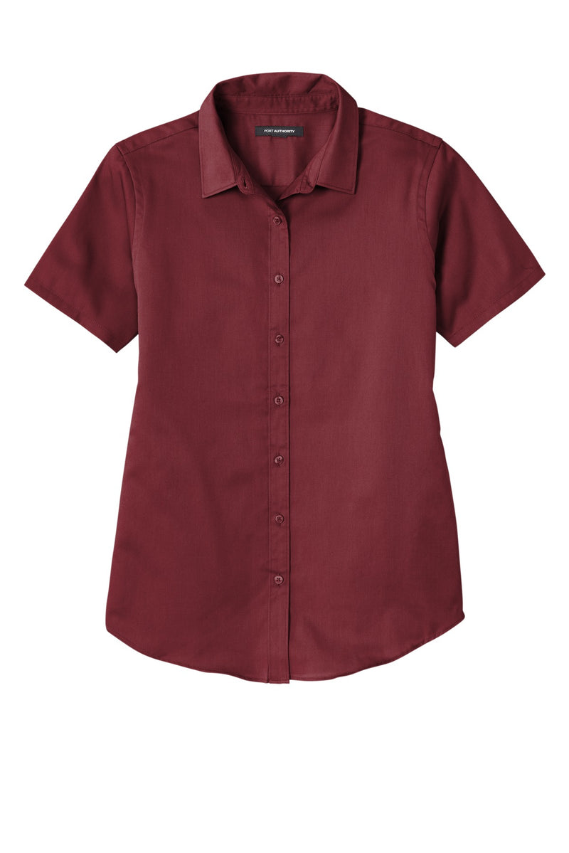 Port Authority Women's Short Sleeve SuperPro ReactTwill Shirt - Burgundy