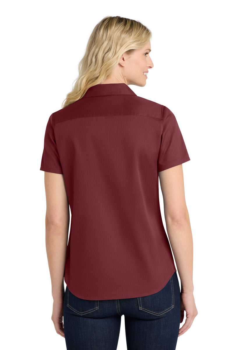 Port Authority Women's Short Sleeve SuperPro ReactTwill Shirt - Burgundy