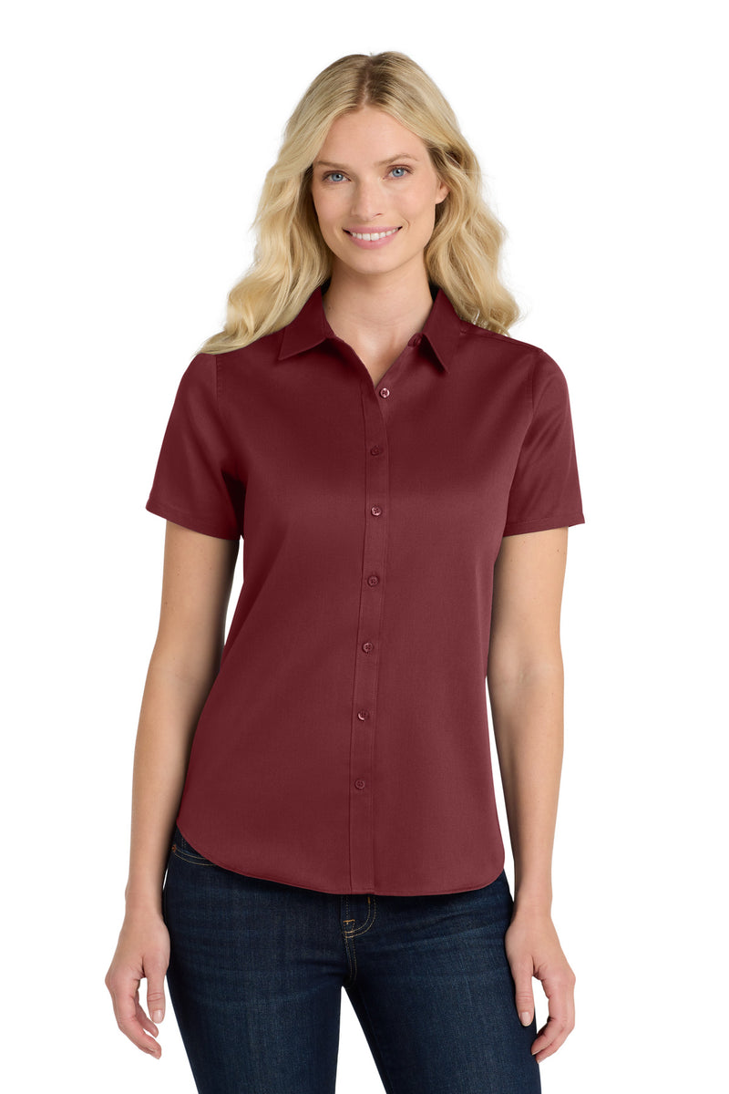 Port Authority Women's Short Sleeve SuperPro ReactTwill Shirt - Burgundy