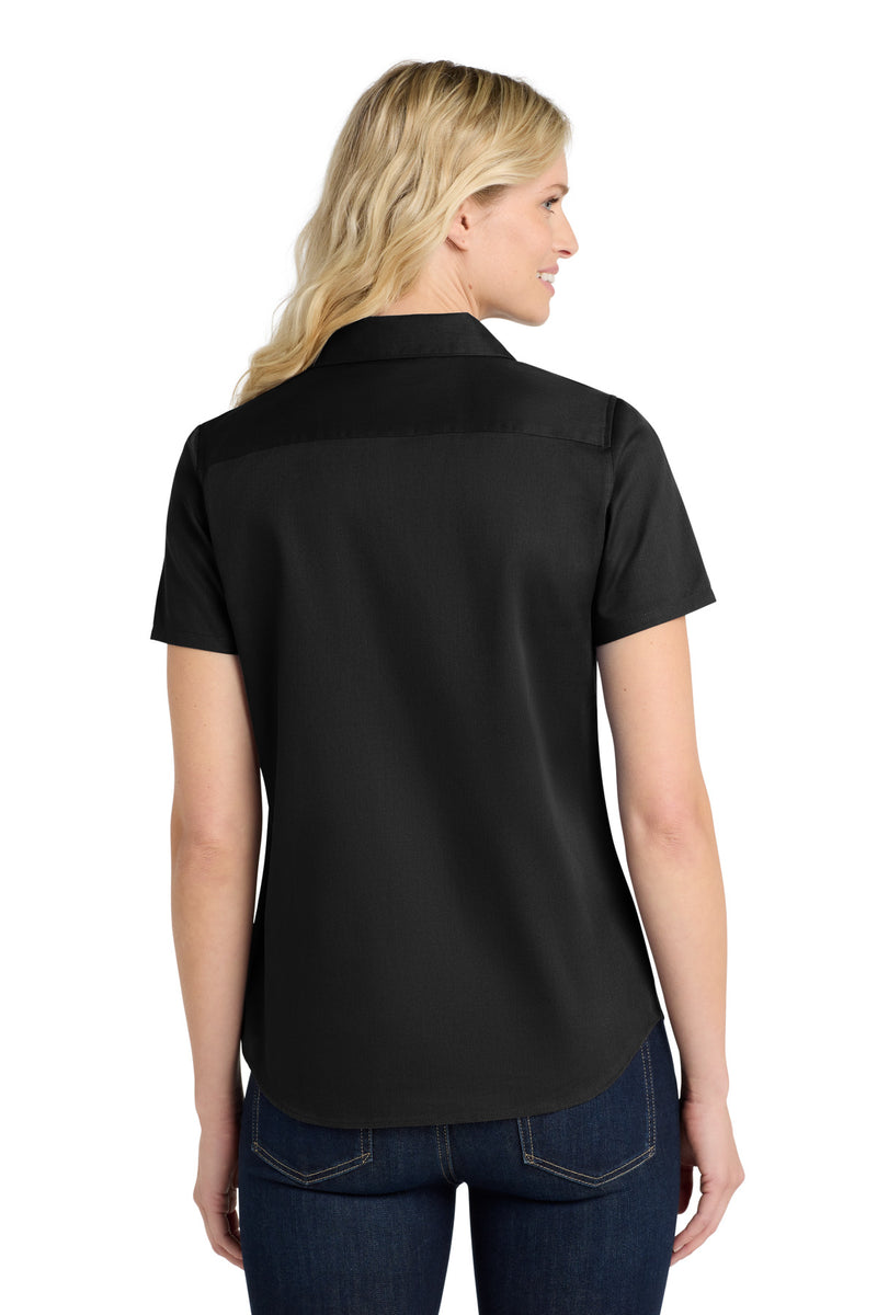 Port Authority Women's Short Sleeve SuperPro ReactTwill Shirt - Deep Black