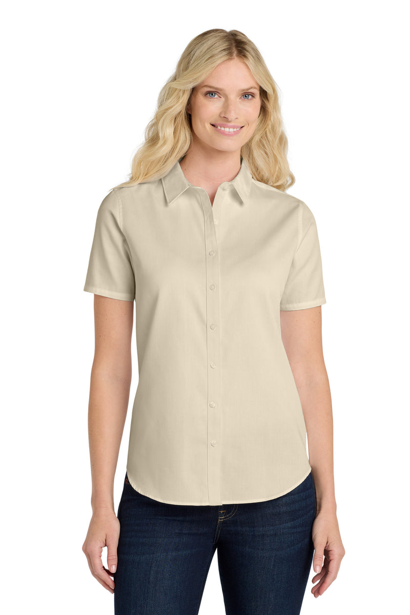 Port Authority Women's Short Sleeve SuperPro ReactTwill Shirt - Ecru