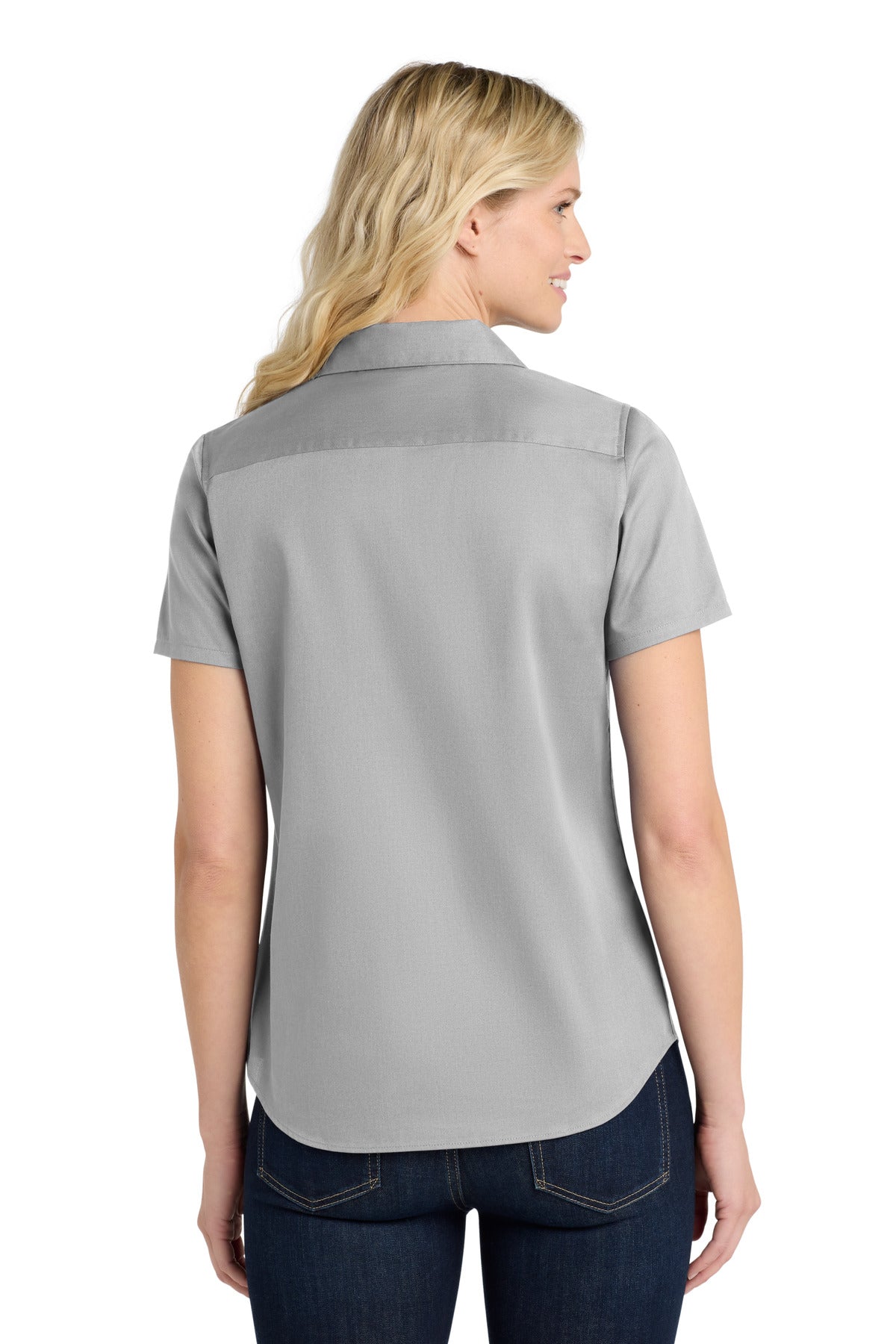 Port Authority Women's Short Sleeve SuperPro ReactTwill Shirt - Gusty Grey