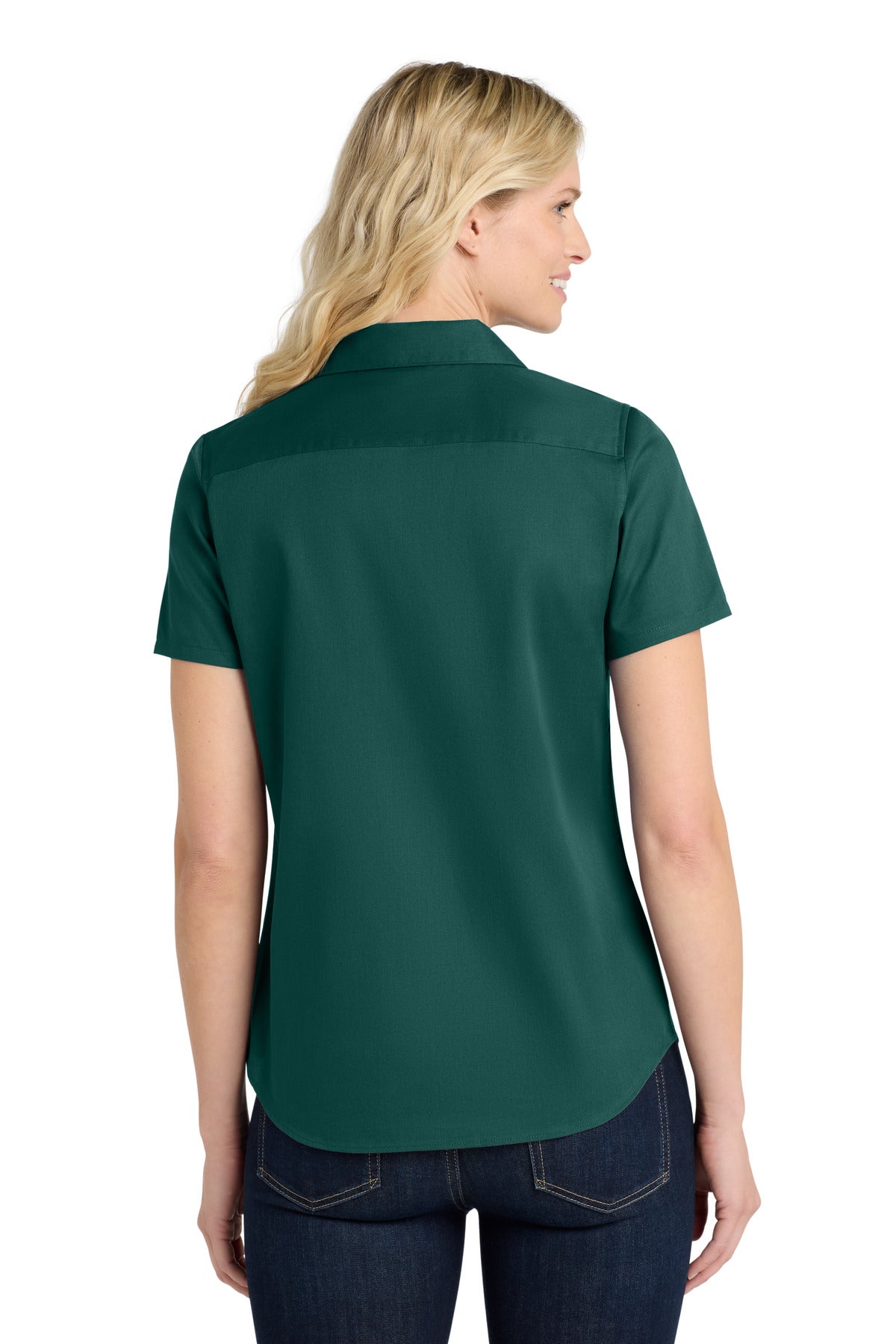 Port Authority Women's Short Sleeve SuperPro ReactTwill Shirt - Marine Green