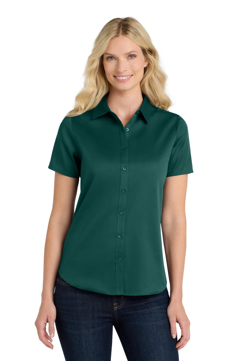Port Authority Women's Short Sleeve SuperPro ReactTwill Shirt - Marine Green
