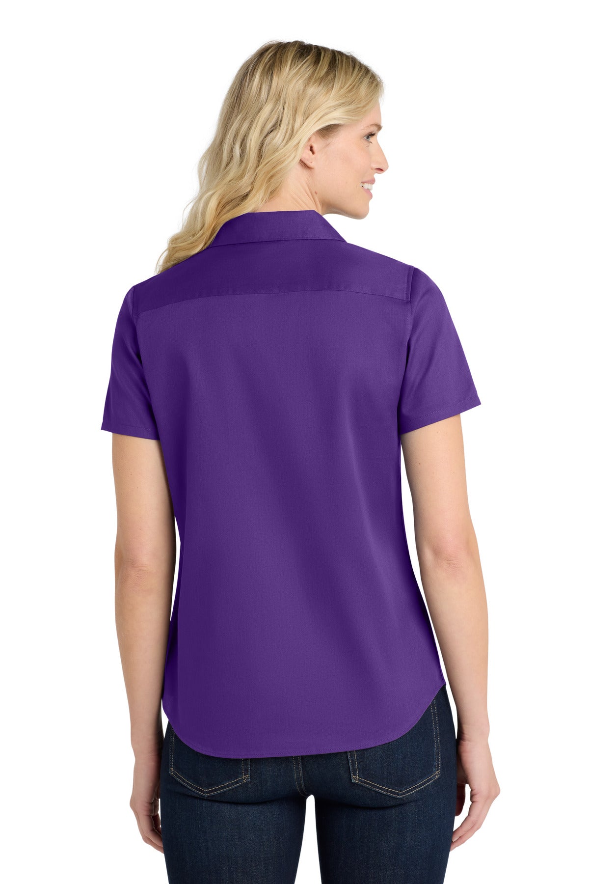 Port Authority Women's Short Sleeve SuperPro ReactTwill Shirt - Purple