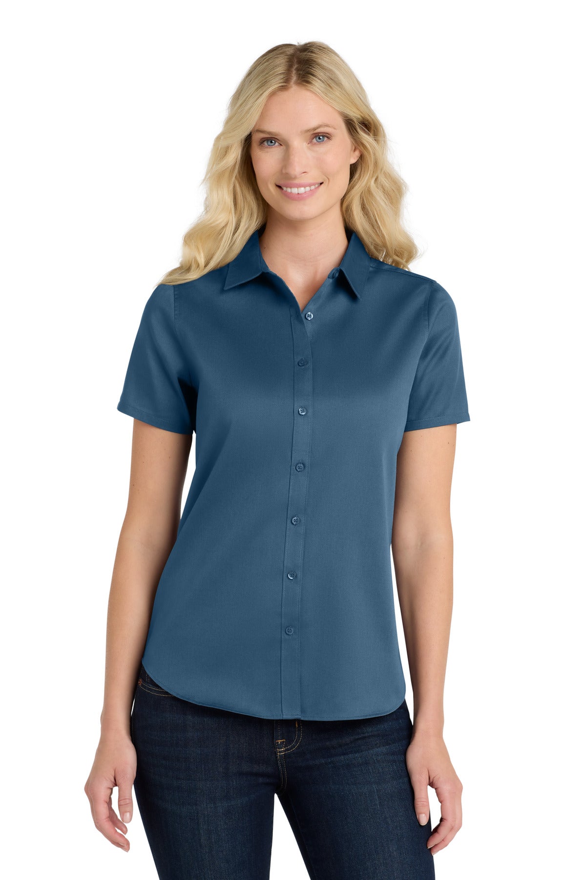 Port Authority Women's Short Sleeve SuperPro ReactTwill Shirt - Regatta Blue