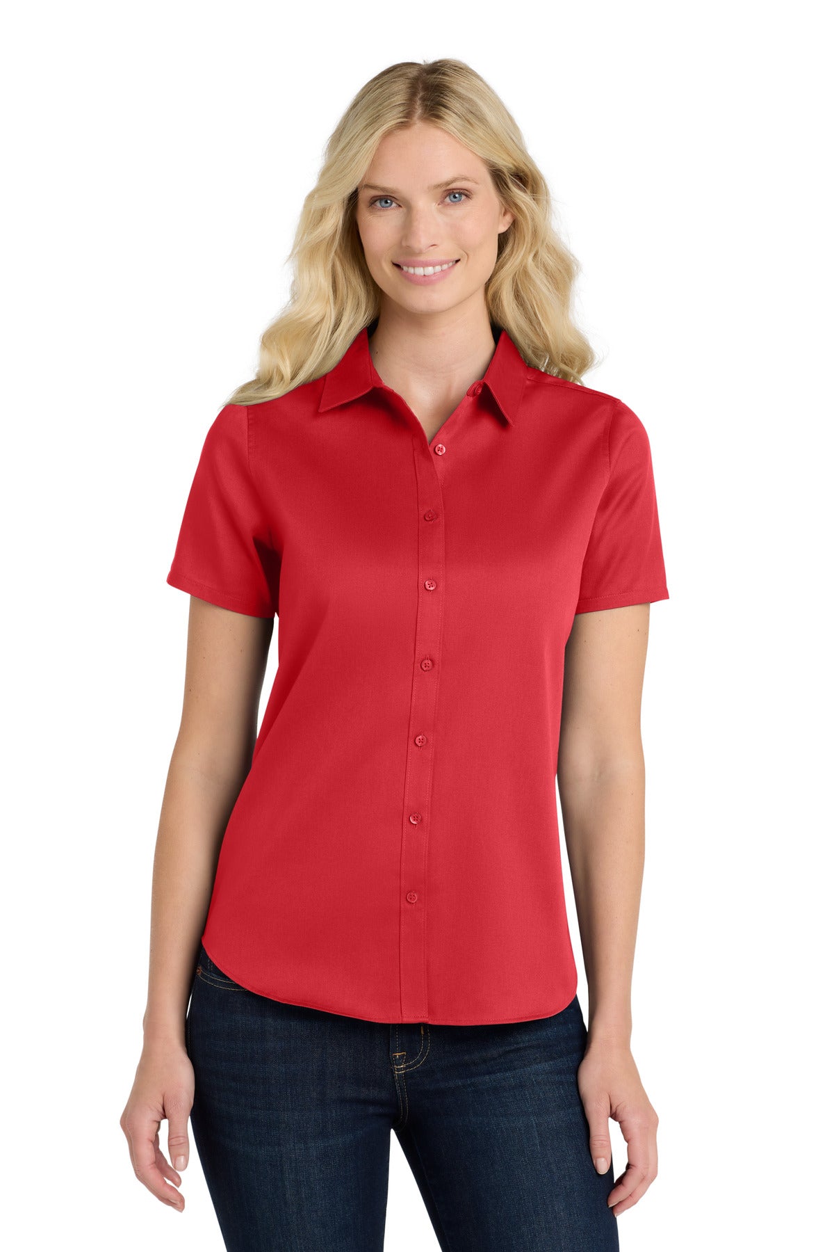 Port Authority Women's Short Sleeve SuperPro ReactTwill Shirt - Rich Red