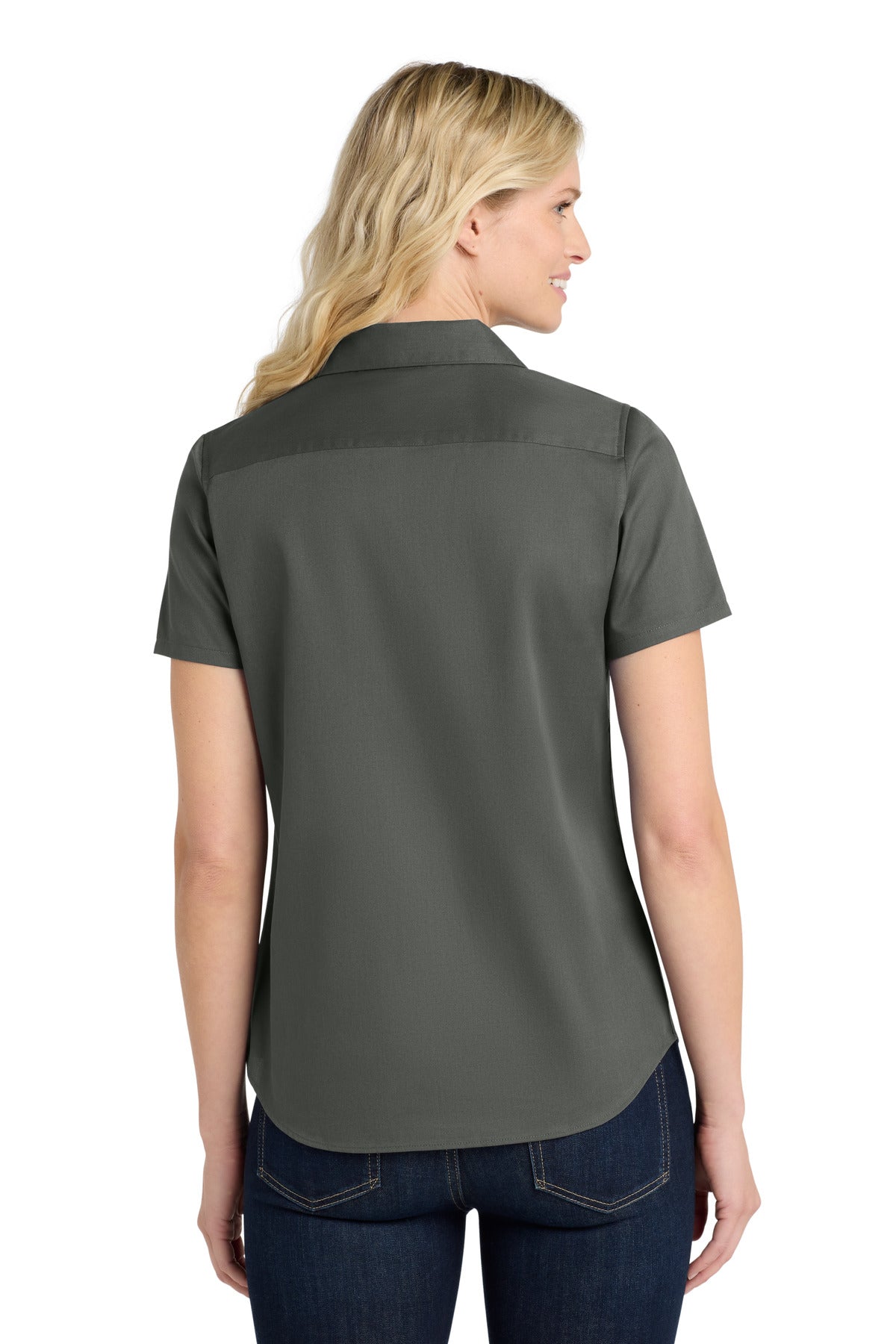 Port Authority Women's Short Sleeve SuperPro ReactTwill Shirt - Storm Grey