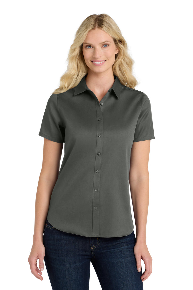 Port Authority Women's Short Sleeve SuperPro ReactTwill Shirt - Storm Grey