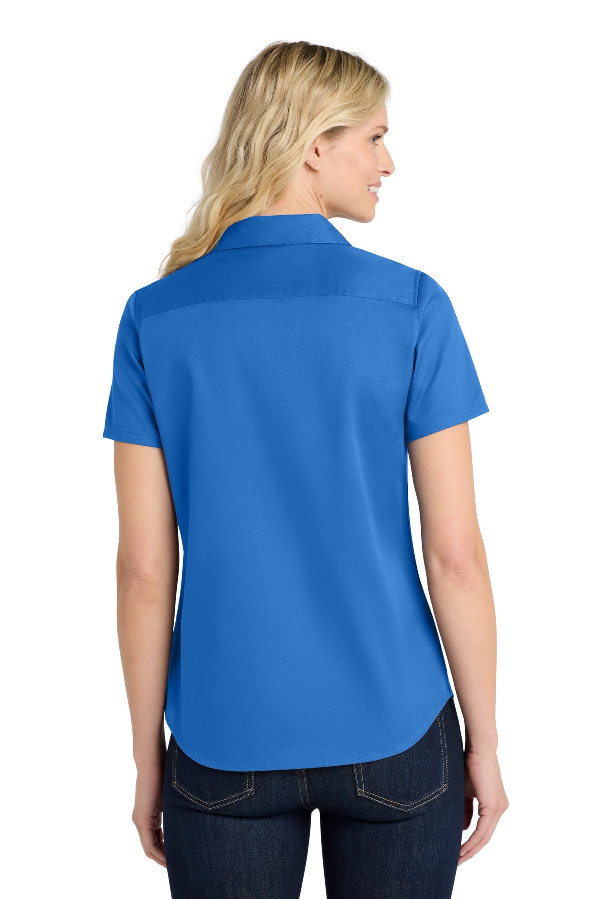 Port Authority Women's Short Sleeve SuperPro ReactTwill Shirt - Strong Blue