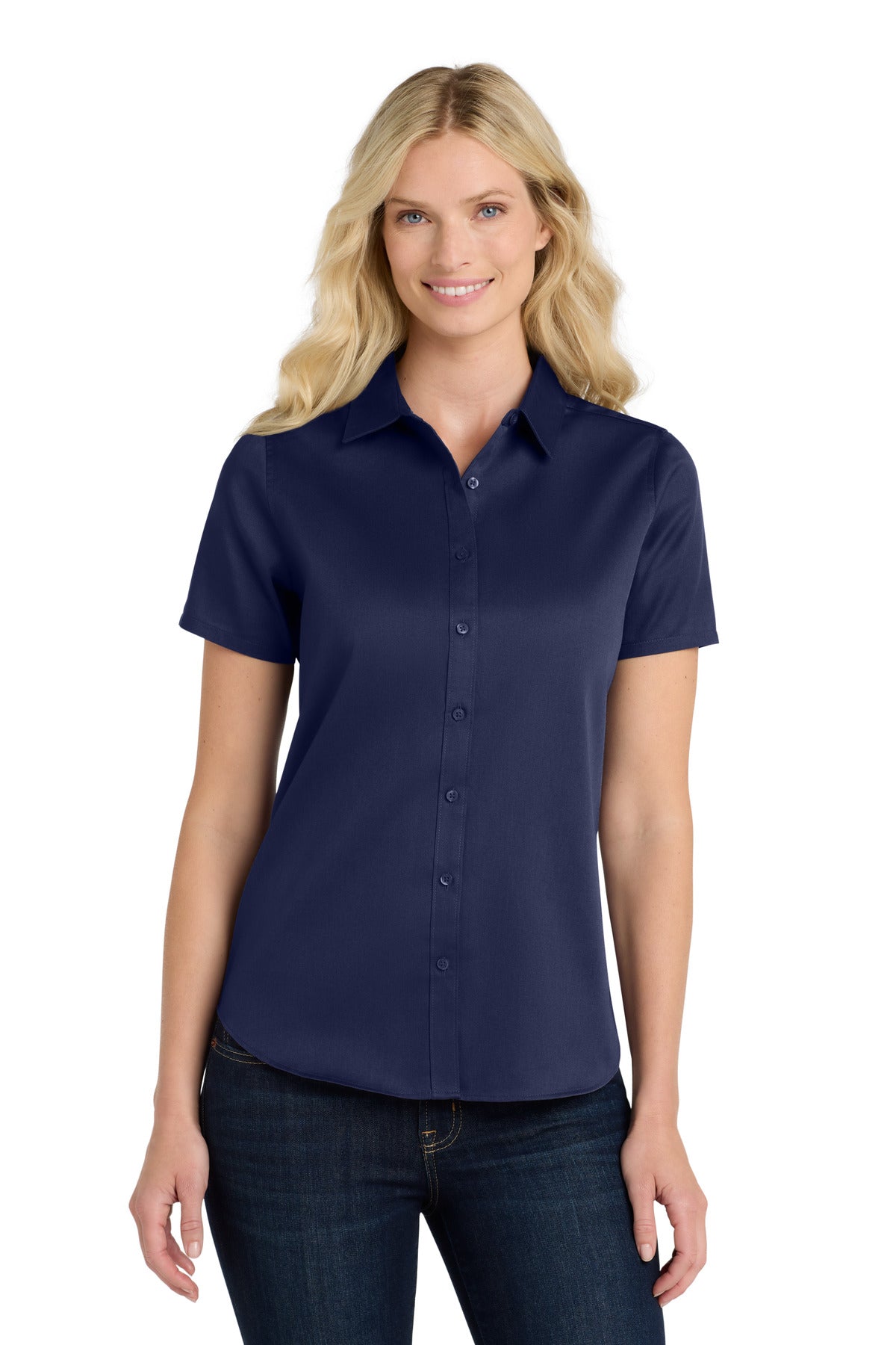 Port Authority Women's Short Sleeve SuperPro ReactTwill Shirt - True Navy