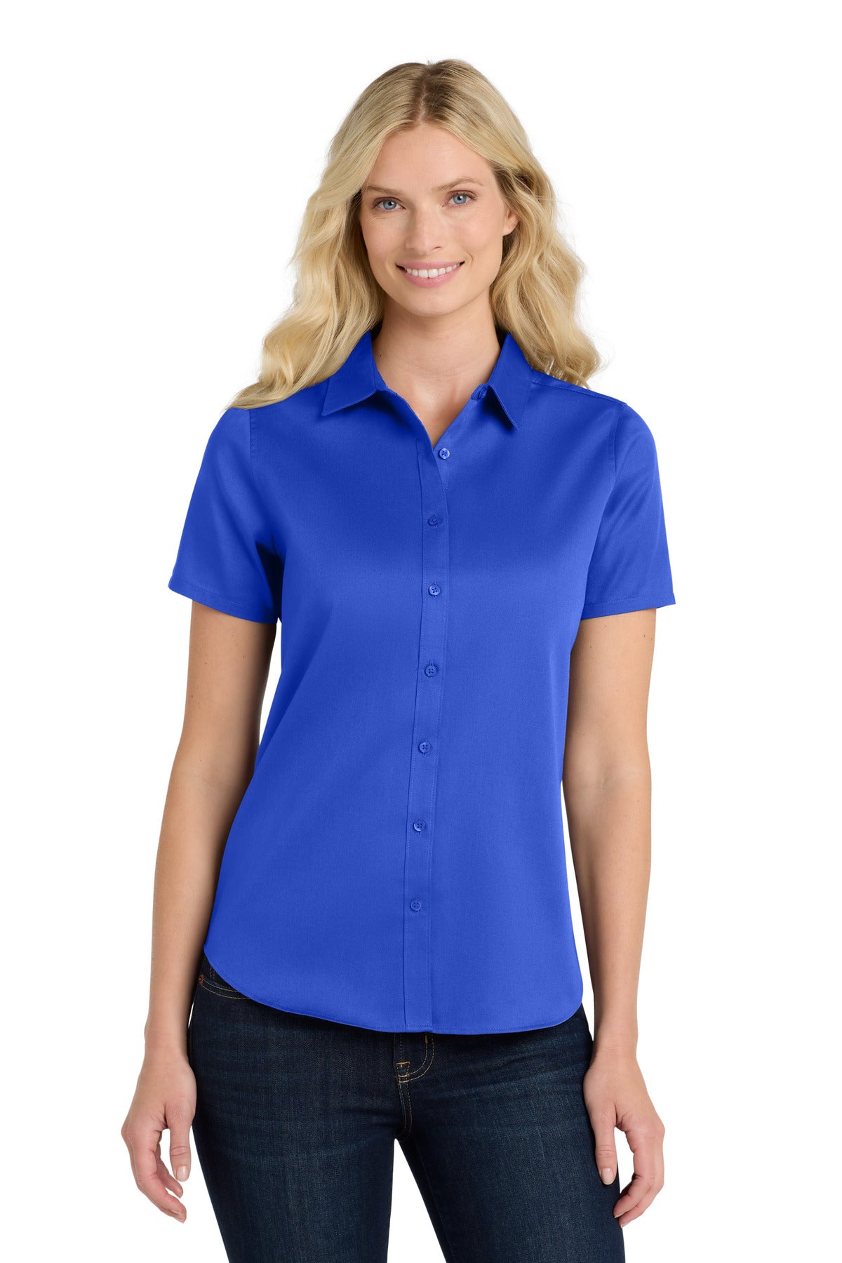 Port Authority Women's Short Sleeve SuperPro ReactTwill Shirt - True Royal
