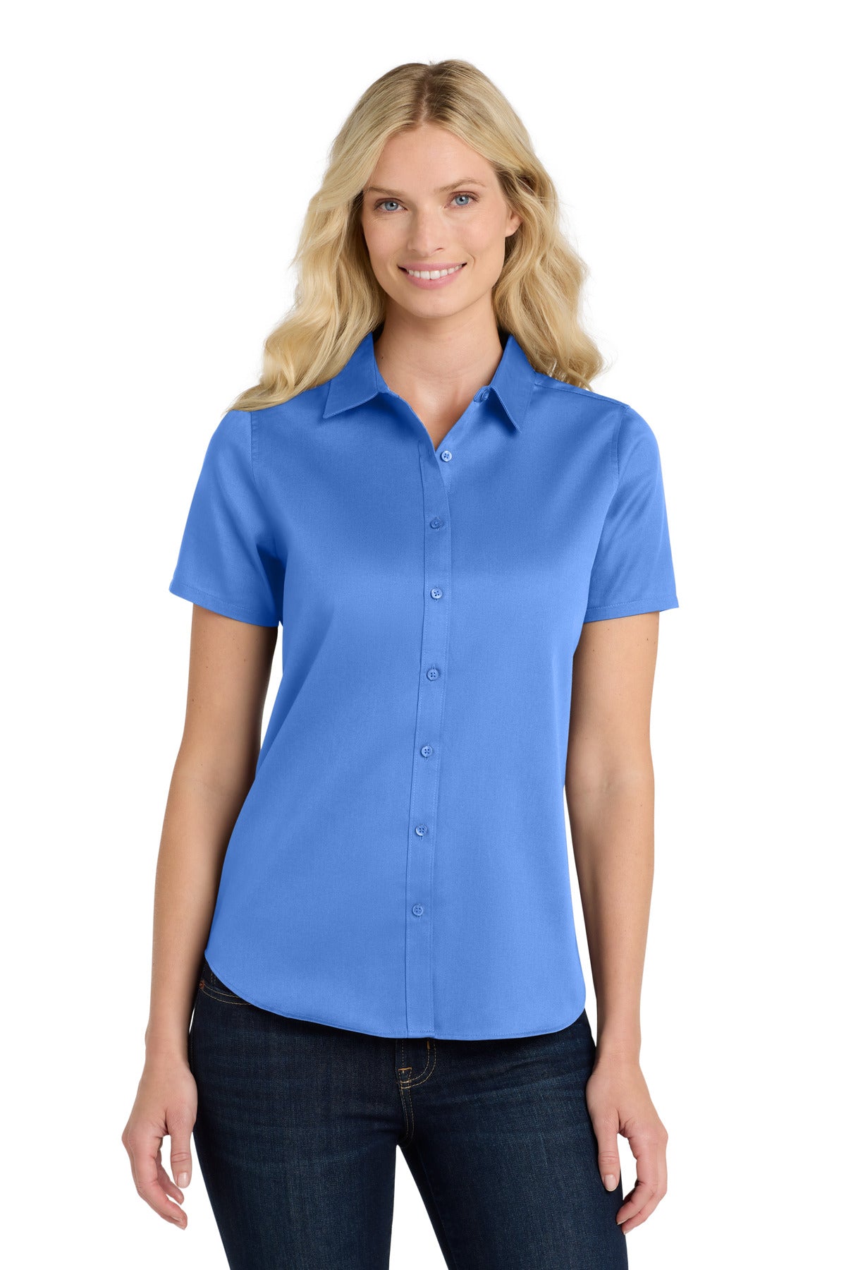 Port Authority Women's Short Sleeve SuperPro ReactTwill Shirt - Ultramarine Blue