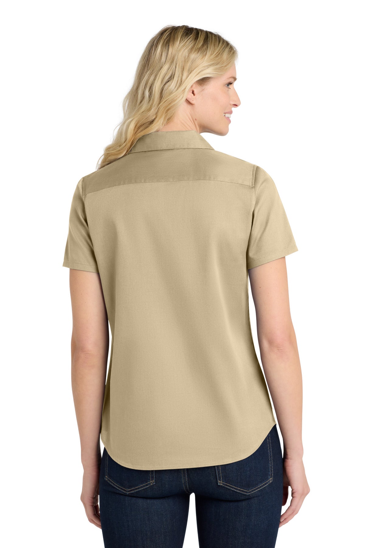 Port Authority Women's Short Sleeve SuperPro ReactTwill Shirt - Wheat