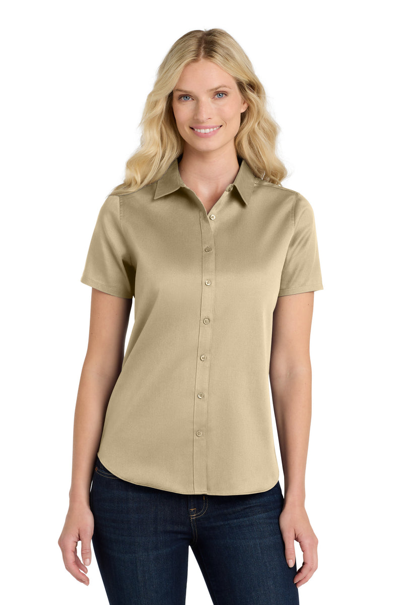 Port Authority Women's Short Sleeve SuperPro ReactTwill Shirt - Wheat