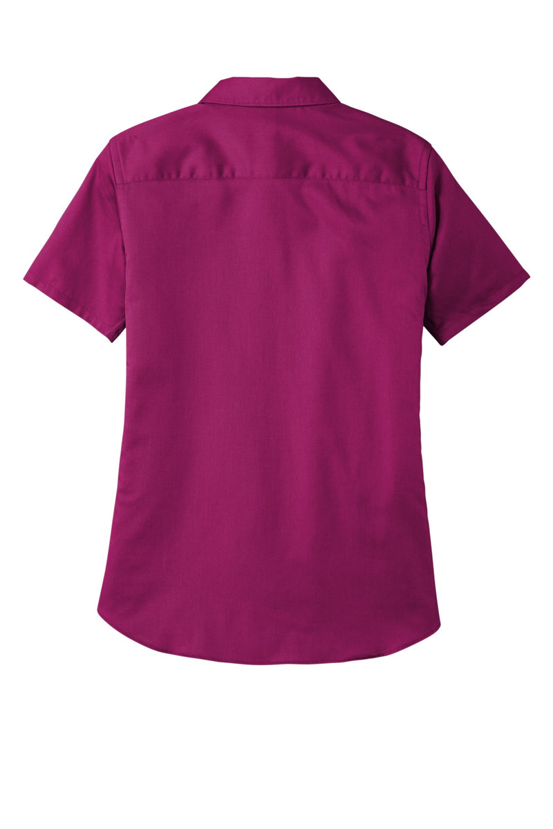 Port Authority Women's Short Sleeve SuperPro ReactTwill Shirt - Wild Berry
