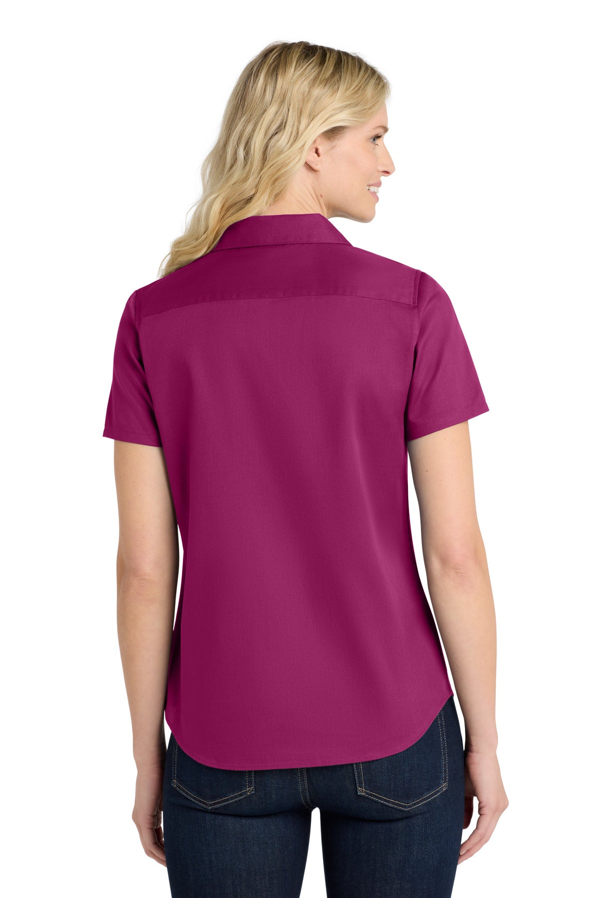 Port Authority Women's Short Sleeve SuperPro ReactTwill Shirt - Wild Berry