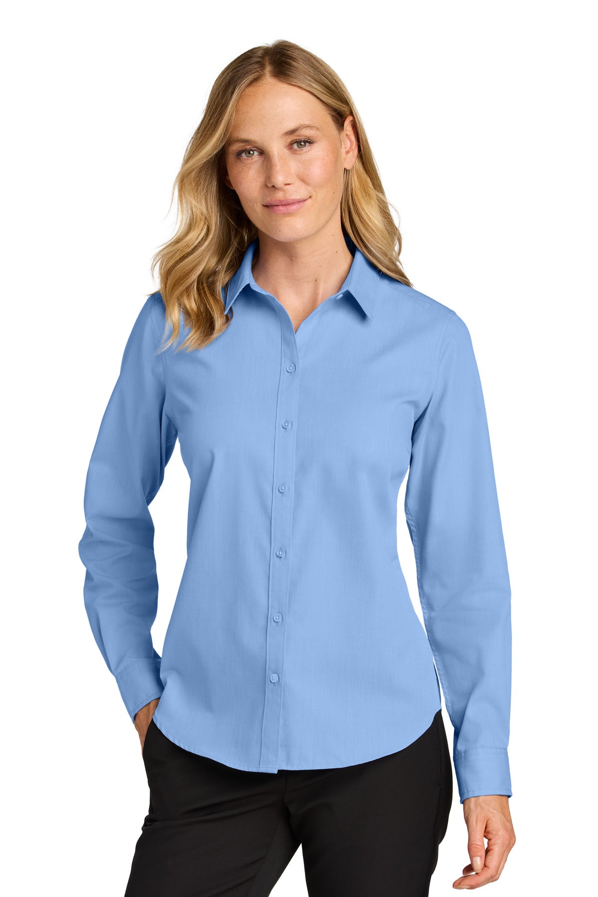 Port Authority Women's Long Sleeve Nailhead Easy Care Shirt - Swiss Blue