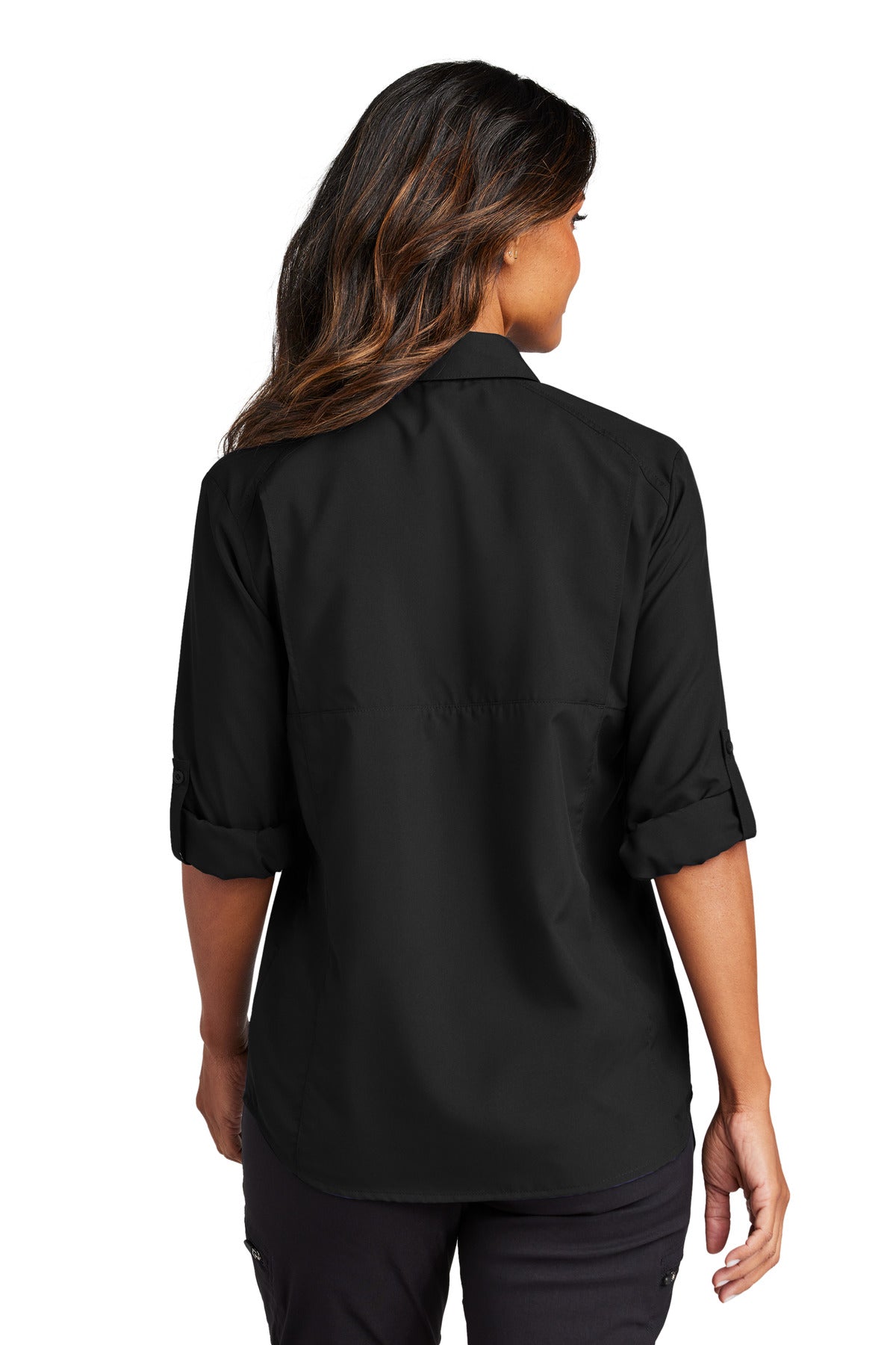 Port Authority Women's Long Sleeve UV Daybreak Shirt - Deep Black