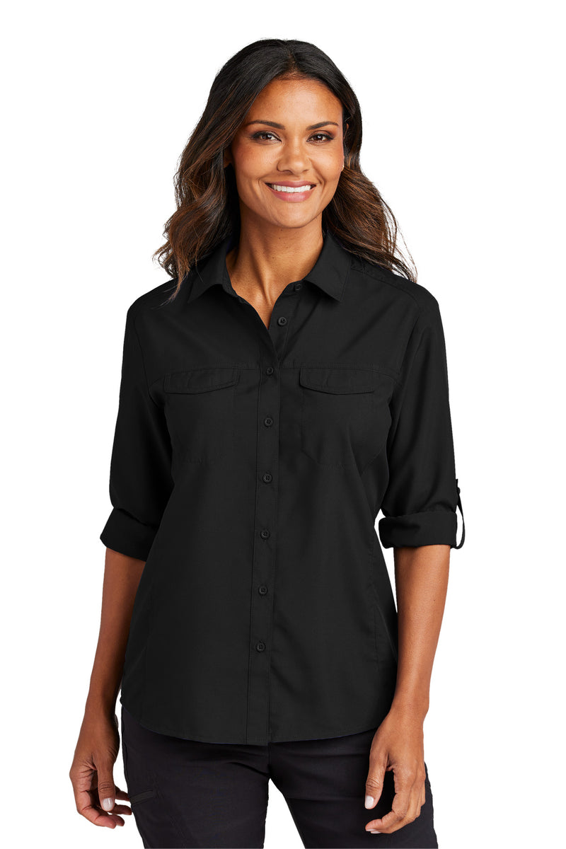 Port Authority Women's Long Sleeve UV Daybreak Shirt - Deep Black