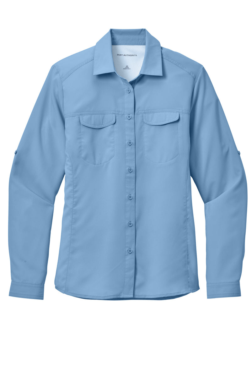 Port Authority Women's Long Sleeve UV Daybreak Shirt - Light Blue