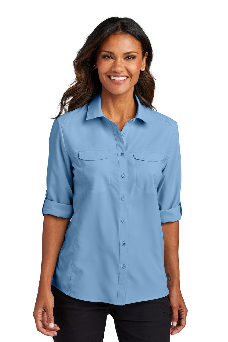 Port Authority Women's Long Sleeve UV Daybreak Shirt - Light Blue
