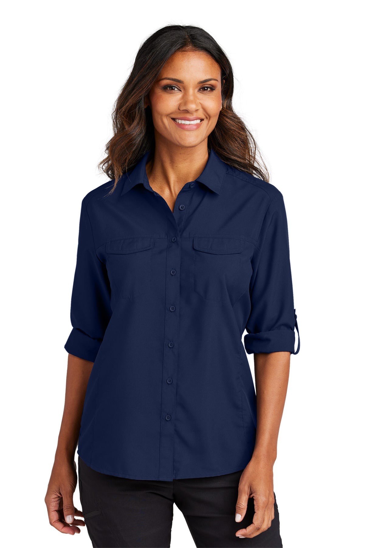 Port Authority Women's Long Sleeve UV Daybreak Shirt - True Navy