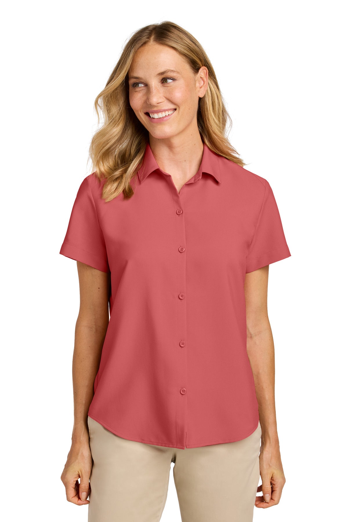 Port Authority Women's Short Sleeve UV Dockside Shirt - Coral Reef