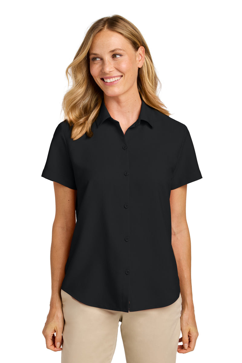 Port Authority Women's Short Sleeve UV Dockside Shirt - Deep Black