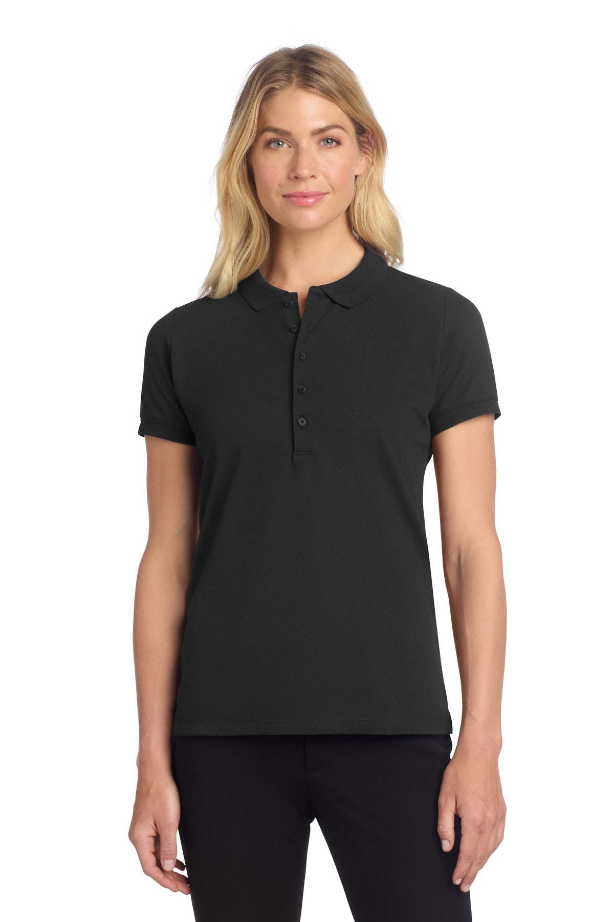 Mercer+Mettle Women's Stretch Heavyweight Pique Polo - Deep Black