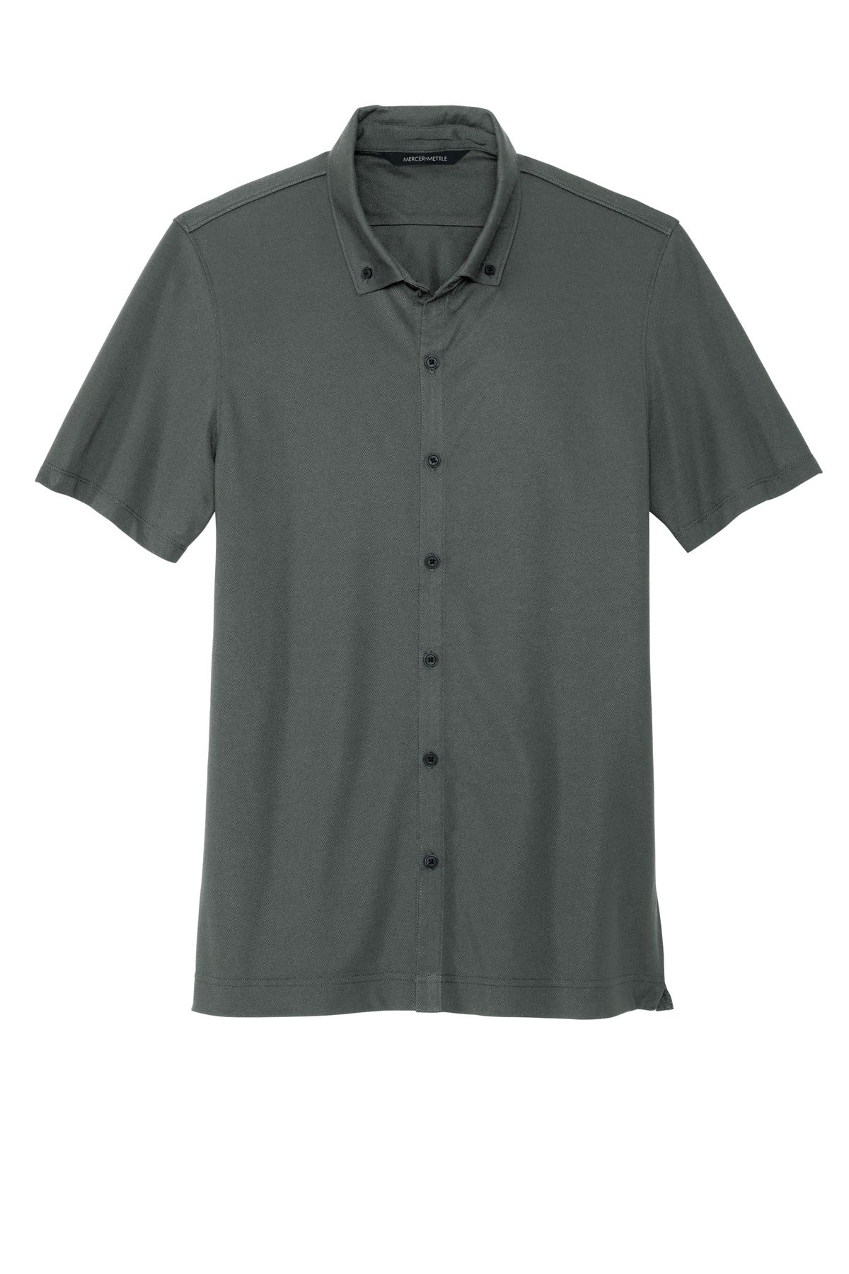 Mercer+Mettle Stretch Pique Full-Button Polo - Anchor Grey
