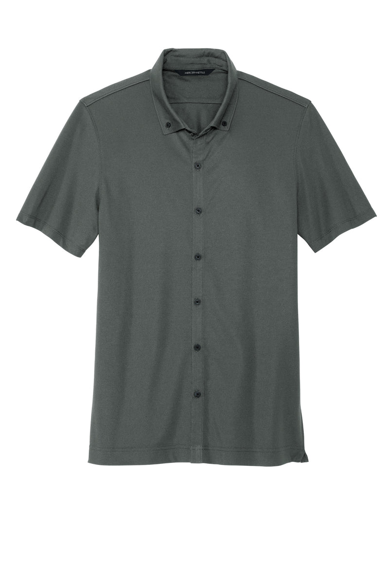 Mercer+Mettle Stretch Pique Full-Button Polo - Anchor Grey