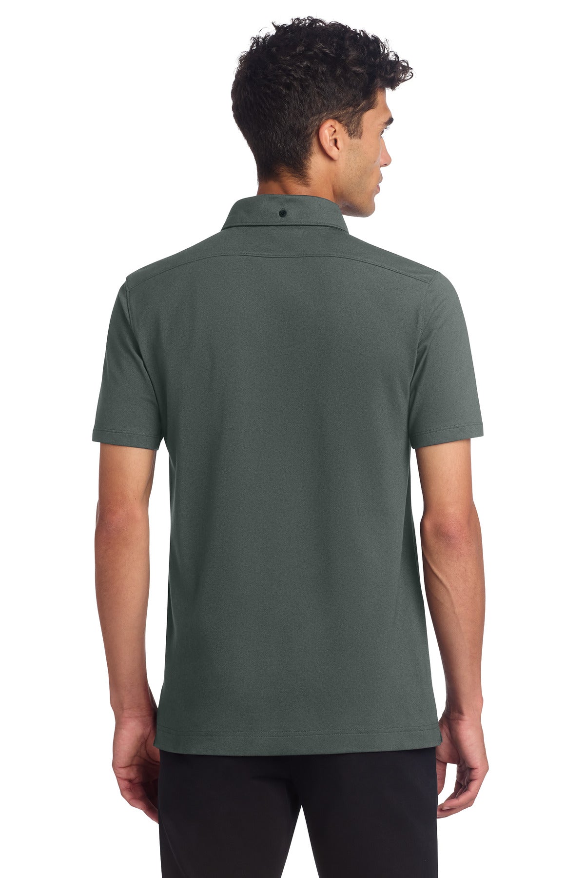 Mercer+Mettle Stretch Pique Full-Button Polo - Anchor Grey