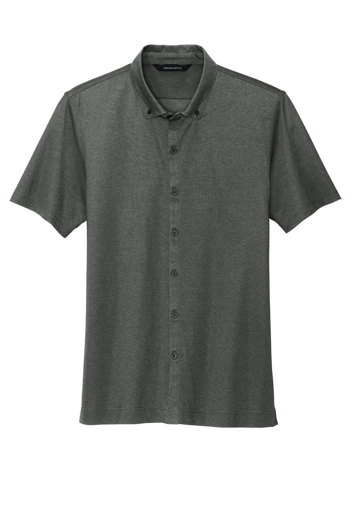 Mercer+Mettle Stretch Pique Full-Button Polo - Anchor Grey Heather