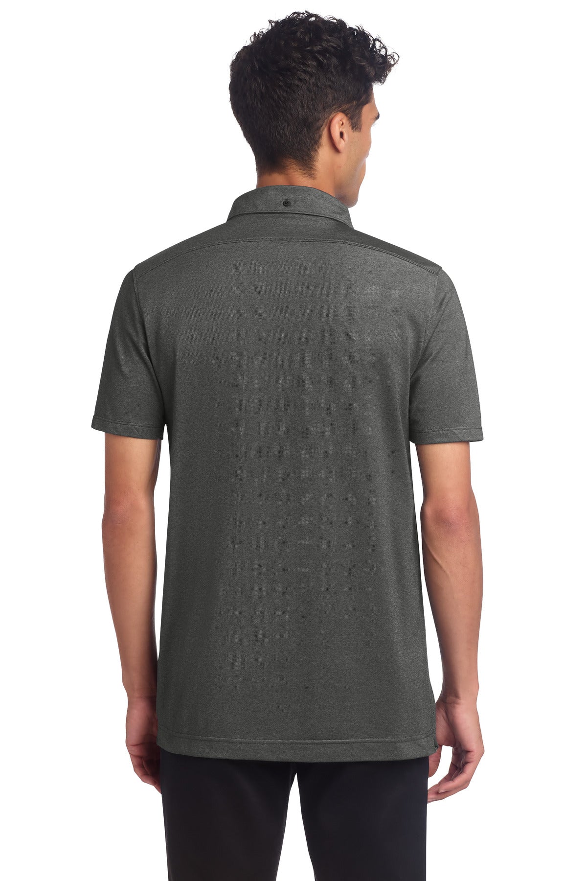 Mercer+Mettle Stretch Pique Full-Button Polo - Anchor Grey Heather